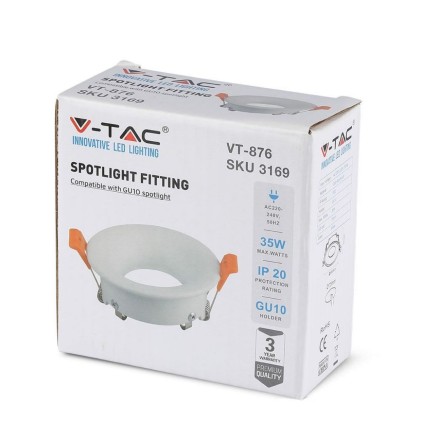V-TAC Portafaretto LED da Incasso GU10 Rotondo Colore Bianco