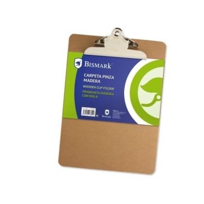 Cartella portablocco Biskmark con base in legno e clip in metallo - Formato a libro