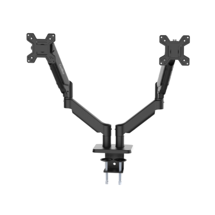 Supporto da scrivania con braccio articolato Coolbox M02D per 2 monitor fino a 32" - Girevole e inclinabile - Pistone a gas - Peso massimo 8 kg per braccio - VESA 100x100 mm