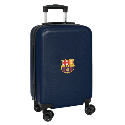 Valigia con ruote Safta FC Barcelona da 20" - Manico telescopico - 4 ruote girevoli - Chiusura con lucchetto - 34,5x55x20 cm - Blu navy