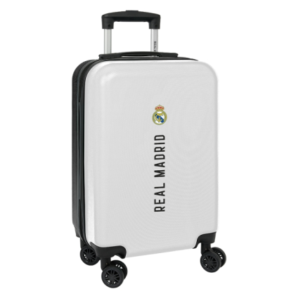 Valigia con ruote Safta Real Madrid Home Kit 24/25 da 20" - Manico telescopico - 4 ruote girevoli - Chiusura con lucchetto - 34,5x55x20 cm - Bianco/Nero