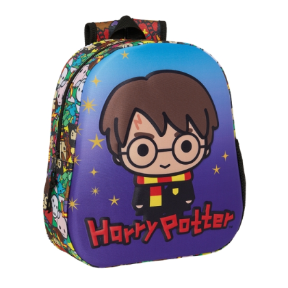 Zaino Safta Harry Potter 3D - Manico - Portabottiglie laterale - 27x33x10cm - Blu