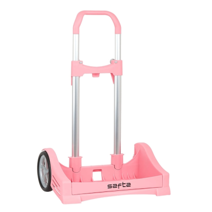 Carrello porta zaino Safta Evolution - Fissaggio universale - Ruote antivibrazione da 14 cm - Alluminio/PP - 40x85x28 cm - Colore rosa