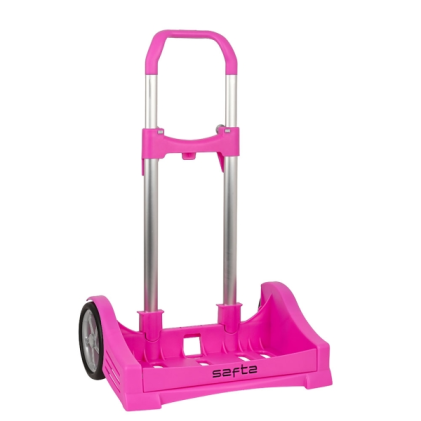 Carrello zaino Safta Evolution - Fissaggio universale - Ruote antivibrazioni da 14 cm - Alluminio/PP - 40x85x28 cm - Colore magenta