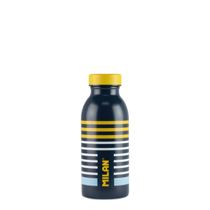 Bottiglia termica Milan Special Swims Series da 0,35 l - Acciaio inossidabile a doppia parete - Liquidi caldi fino a 12 ore, liquidi freddi fino a 24 ore - Blu navy/giallo