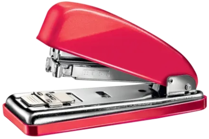 Cucitrice in metallo Petrus 226 WOW + scatola da 200 punti metallici - Fino a 30 fogli - Punti metallici chiusi, aperti e a pressione - Rosso metallizzato