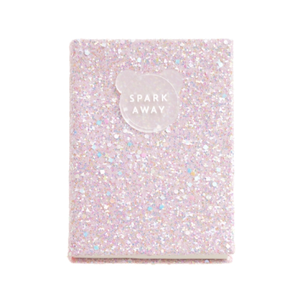 Quaderno incollato Miquel Rius Back2Fun con copertina glitterata rosa e toppa in silicone - 96 fogli bianchi di carta da 100 g/m2