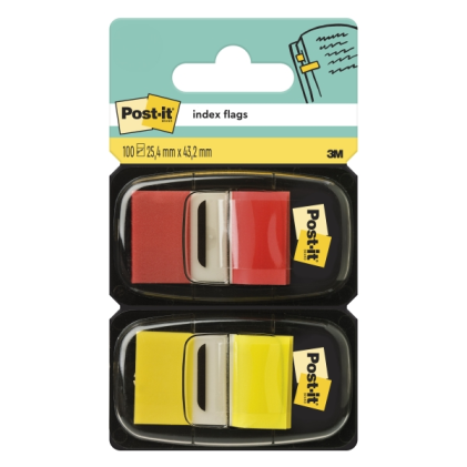 Post-it Index Pack da 2 dispenser con 100 pennarelli riposizionabili - Forma rettangolare - Colori assortiti