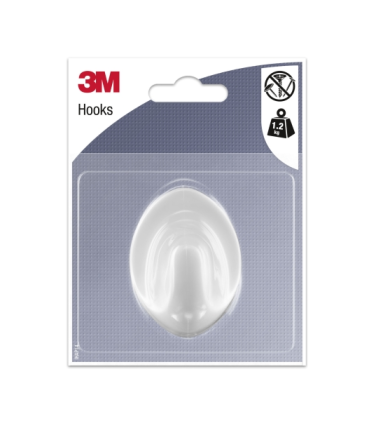 Gancio adesivo ovale 3M - Grande - Supporta fino a 1,2 kg - Bianco