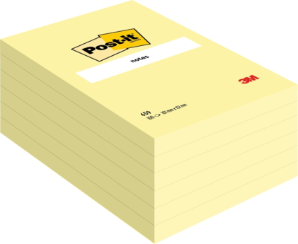 Confezione da 6 blocchetti di Post-it da 100 foglietti adesivi riposizionabili - Forma rettangolare - 101x152 mm - Giallo chiaro