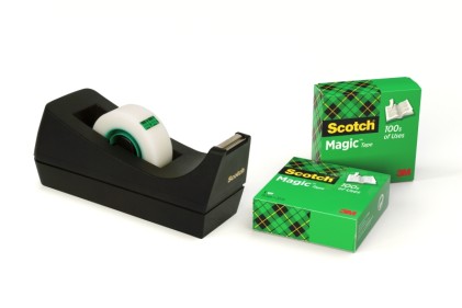Dispenser per nastro adesivo Scotch - per nastri fino a 19 mm x 33 m - Include 3 nastri adesivi invisibili - Nero