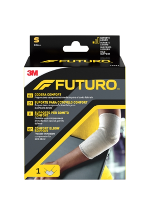Supporto per gomito Futuro Comfort - Taglia S (22,9 - 25,4 cm) - Traspirante - Elastico - Anatomico - Grigio