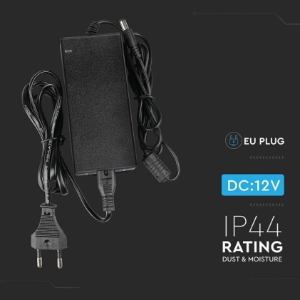 V-TAC Alimentatore in Plastica 30W 12V 2,5A Plug&Play con Jack 2,1 Colore Nero IP44