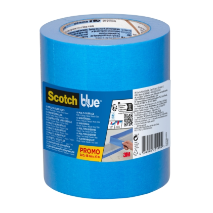 Nastri adesivi per mascheratura Scotchblue, confezione da 3, 48 mm x 41 m, 100% PEFC, multisuperficie, blu