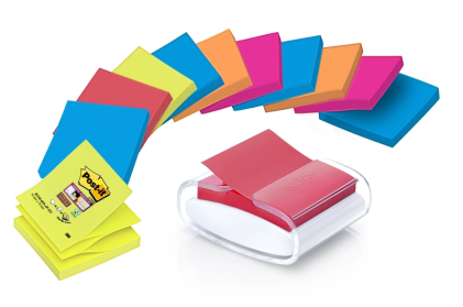 Dispenser Post-it Super Sticky con 12 blocchi da 90 Z-Notes - Dispenser Pro - Forma quadrata - 76x76 mm - Bianco