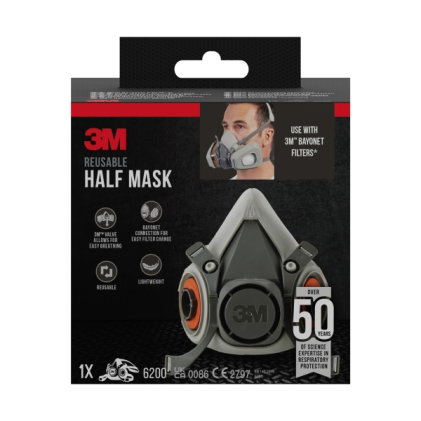 Maschera semifacciale 3M - Filtri non inclusi - Riutilizzabile - Taglia media - Grigio