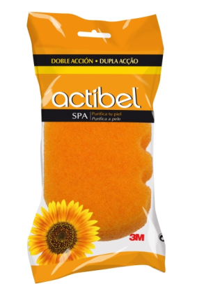 Spugna corpo Actibel Spa Dual Action - 1 lato morbido - 1 lato esfoliante - Ergonomica - Arancione