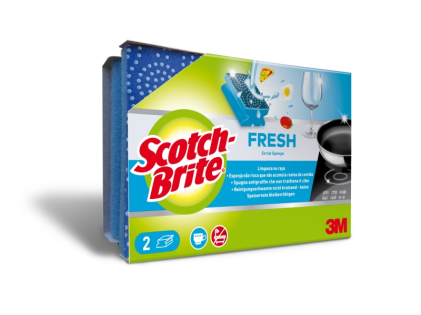 Scotch-Brite Fresh Confezione da 2 Pagliette da Cucina - Protezione Dita - Antigraffio - Blu