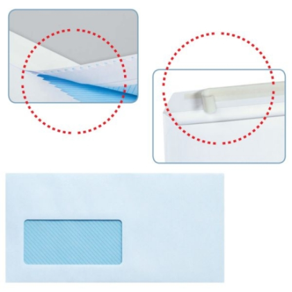 Sam Confezione da 500 buste in carta offset in stile americano, 90 g/m&sup2;, con finestra a sinistra - Misure 115x225 mm - Autoadesive con striscia in silicone - Bianco