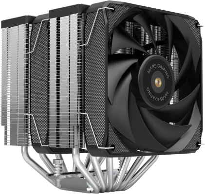 Mars Gaming MCPU-XU6 Disipador CPU - Doble torre - Ventiladores hibridos ultrasilenciosos - 6 heatpipes de cobre - HCT Ultra - Hasta 350W TDP - Negro - Color Negro