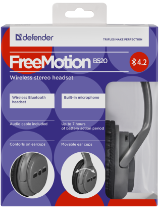 Auricolare stereo wireless Defender FreeMotion B520 grigio, Bluetooth