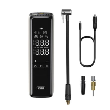 XO CZ017 Gonfiatore portatile - Display LCD - 3 ugelli - 12 V - Nero