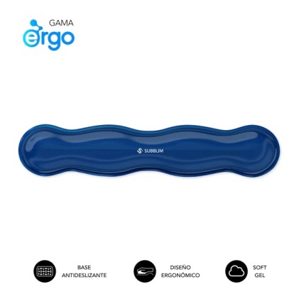 Poggiapolsi per tastiera Subblim Ergo Crystal Flex - Gel di raffreddamento autoregolante - Design ergonomico a onda - Base antiscivolo - Blu