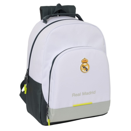 Zaino scolastico Safta Real Madrid Away Kit 25/26 - Adattabile all'auto - Maniglia - 32x42x15cm - Colore bianco