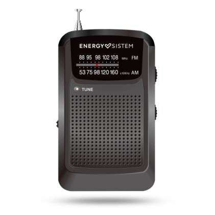 Radio FM/AM analogica portatile Energy Sistem Pocket - Ingresso jack da 3,5 mm - Antenna telescopica - Alimentata a batteria - Nero