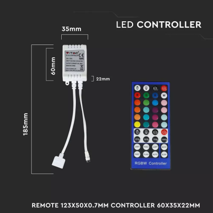 V-TAC Controller per Strip LED RGB+W Dimmerabile con Telecomando 40 Tasti