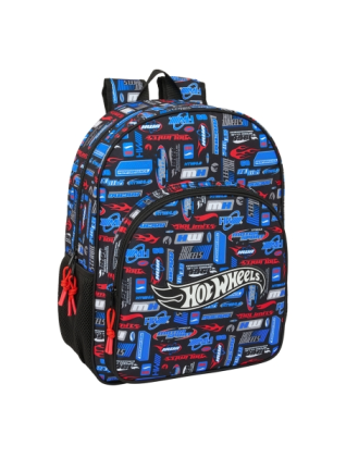 Zaino per bambini Safta Hot Wheels - Adatto al trolley - Maniglia per il trasporto - Tasche laterali - 33x42x14 cm