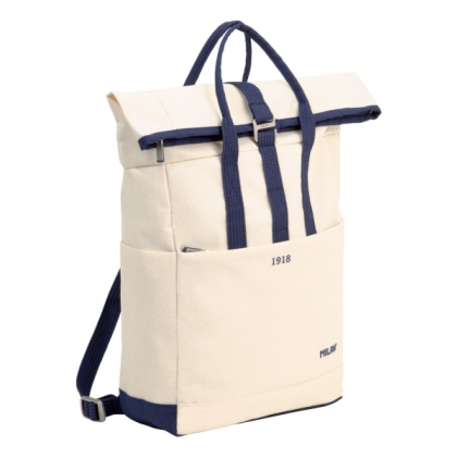 Zaino Urbano 430 della collezione Milan 10L - Chiusura arrotolabile - 2 tasche laterali - Tasca posteriore imbottita - Spallacci regolabili - Colore beige