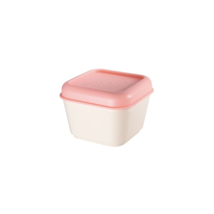 Milan Collection 430 Lunch Box Quadrato 0,33 L - Adatto a microonde, lavastoviglie e congelatore - Senza BPA - Dimensioni 10x10x7,5 cm - Beige/Rosa
