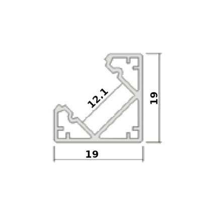 V-TAC Profilo in Alluminio Angolare Colore Bianco per Strip LED (Max l: 12,1mm) 2000 x 26 x 19mm