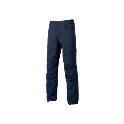 Pantaloni da lavoro funzionali Upower Alfa - Taglia 44 - Tasche multiple, porta martello, tasche per ginocchiere, elastico in vita, protezione DPI1 - Blu navy