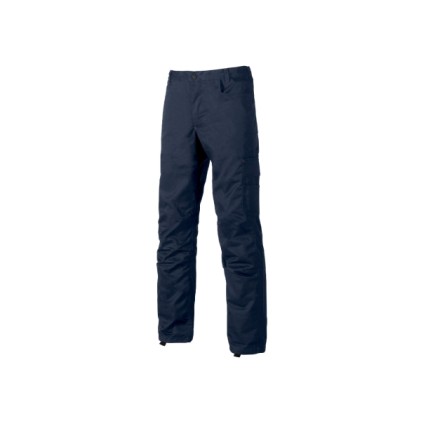 Pantaloni da lavoro funzionali Upower Alfa - Taglia 48 - Tasche multiple, porta martello, tasche per ginocchiere, elastico in vita, protezione DPI1 - Blu navy