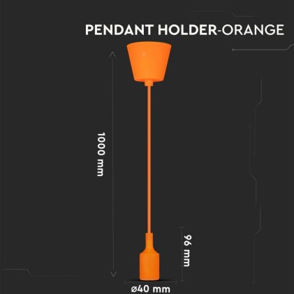 V-TAC Portalampada a Sospensione E27 (Max 60W) in Silicone Arancione