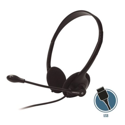 Cuffie USB Coolsound S300 con microfono flessibile - Archetto regolabile - Cuscinetti auricolari imbottiti - Cavo da 1,50 m