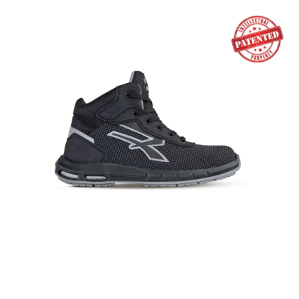 Scarpa antinfortunistica Upower Velar Plus S ESD alta - Taglia 35 - Puntale in alluminio AirToe, antiperforazione, elevata resistenza all'abrasione, suola PU/PU ad alto rimbalzo, protezione S3S CI FO SR - Grigio scuro