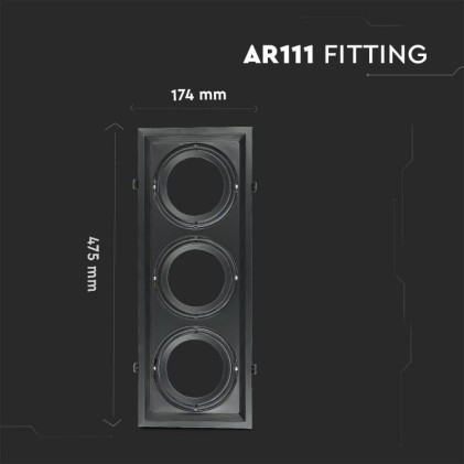 V-TAC Porta AR111 Triplo Colore Nero