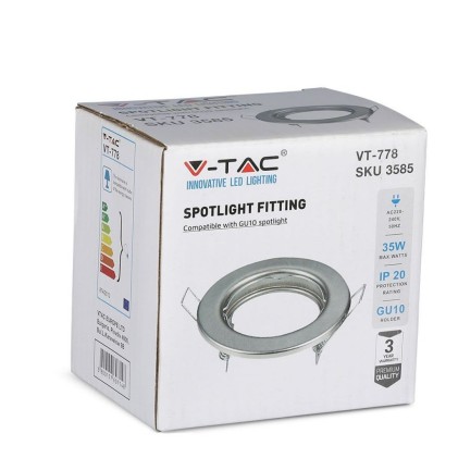 V-TAC Portafaretto LED da Incasso Rotondo GU10 e GU5.3 (MR16) Colore Nichel Satinato (Box 2 Pezzi)