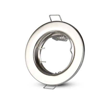 V-TAC Portafaretto LED da Incasso Rotondo GU10 e GU5.3 (MR16) Colore Nichel Satinato (Box 2 Pezzi)