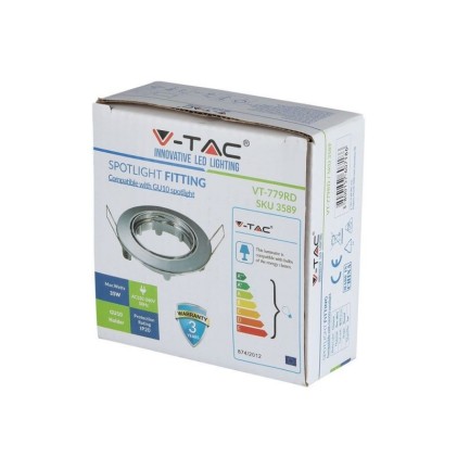 V-TAC Portafaretto LED da Incasso Rotondo GU10 e GU5.3 (MR16) Colore Cromato Orientabile