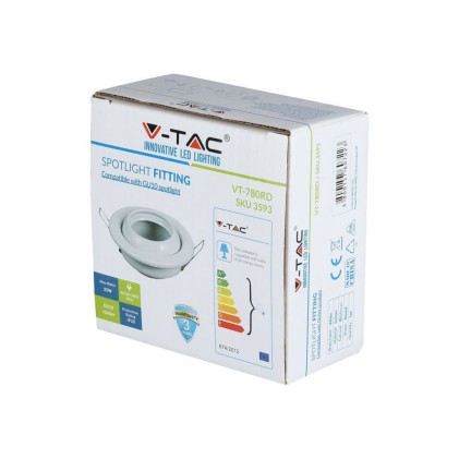 V-TAC Portafaretto LED da Incasso Rotondo GU10 e GU5.3 (MR16) Colore Bianco Orientabile