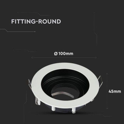 V-TAC Portafaretto LED da Incasso Rotondo GU10 e GU5.3 (MR16) Colore Bianco Orientabile