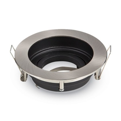 V-TAC Portafaretto LED da Incasso Rotondo GU10 e GU5.3 (MR16) Colore Nichel Satinato Orientabile