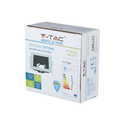 V-TAC Portafaretto LED da Incasso Quadrato GU10 e GU5.3 (MR16) Colore Bianco Orientabile