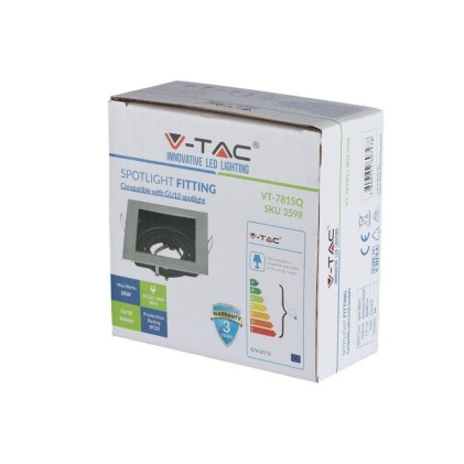 V-TAC Portafaretto LED da Incasso Quadrato GU10 e GU5.3 (MR16) Colore Nichel Satinato Orientabile
