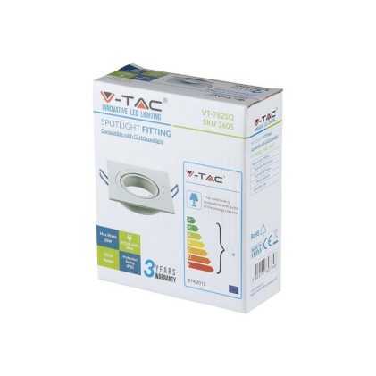 V-TAC Portafaretto LED da Incasso Quadrato GU10 e GU5.3 (MR16) Colore Bianco Orientabile