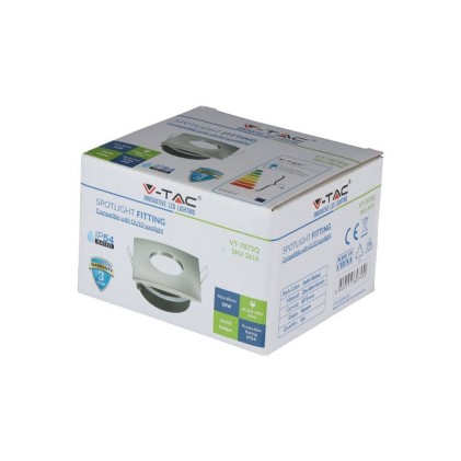 V-TAC Portafaretto LED da Incasso Quadrato GU10 e GU5.3 (MR16) Colore Nichel Satinato IP54